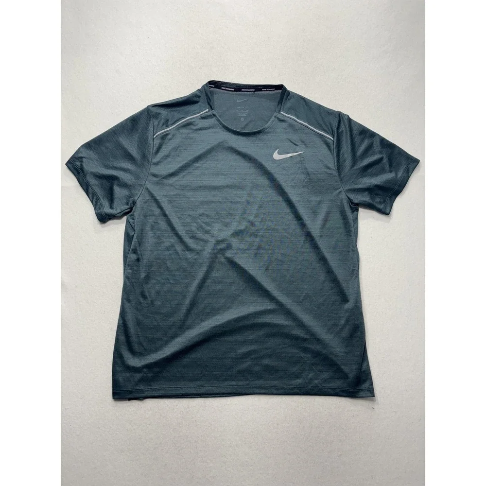 Nike Dri-FIT Running Shirt Mens XL Green Short Sleeve Reflective Tee AJ7565-328